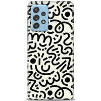 Samsung Galaxy A52s 5G Kılıf HD Baskılı Kılıf - Siyah Beyaz + Tam Ekran Koruyucu