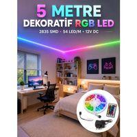 5 Metre Rgb Şerit Led 2835 Smd 54 Led/m Uzaktan Kumandalı Dekoratif Aydınlatma