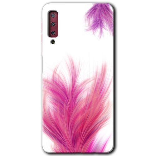 Galaxy A7 2018 Kılıf HD Desen Baskılı Arka Kapak - Pembe Tüy + Kırılmaz Cam