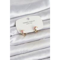 Pembe Yunus Balığı Model Gold Renk Pirinç Çocuk Küpe