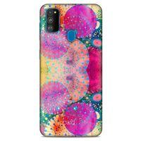 Samsung Galaxy M30s Kılıf Pastel Renkler (47) Crystal Flex Kılıf Fuşya Sarı