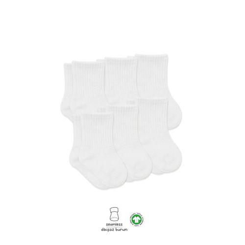 Bistyle Bistyle 6'Lı Basic Penye Soket Çorap 10101 Beyaz