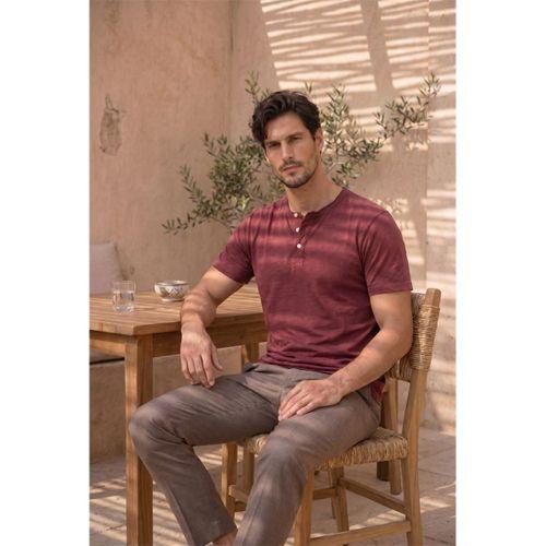 Edgar Regular Fit 3 Düğmeli Pat Flamlı Suprem Kumaş Pis Yaka Erkek T-Shirt - Kırmızı