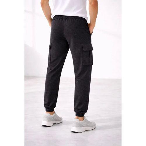 Erkek Jogger Eşofman Altı Regular Fit , Kargo Cepli, Lastikli Paça, Günlük Spor Pantolon - Füme