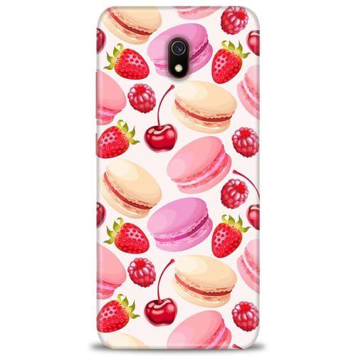 Xiaomi Redmi 8A Kılıf HD Baskılı Kılıf - Makaron ve Çilekler + Tam Ekran Koruyucu