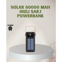 Powerbank Solar Fenerli Çoklu Kablolu Taşınabilir Şarj Aleti