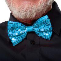 Açık Mavi Turkuaz Payetli Pullu Papyon