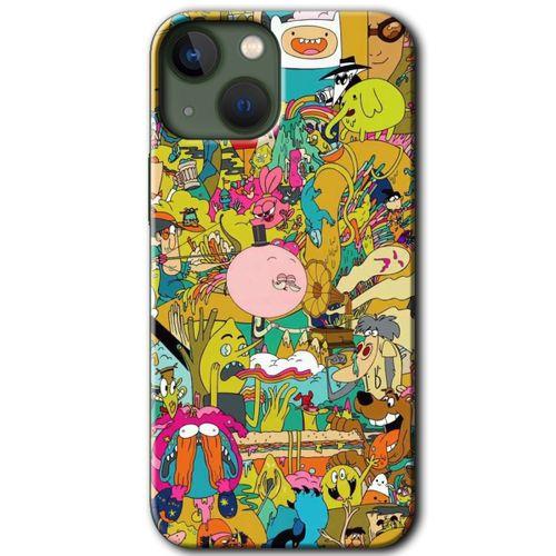 iPhone 13 Mini Kılıf Baskılı Kapak - Süper Çizgi Kahramanlar 2 + 5D Tam Kaplayan Cam