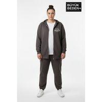 Kadın Büyük Beden Fermuarlı Kapüşonlu Chef Baskılı Sweatshirt Hırka - Rahat Kalıp SPR26BHRK921