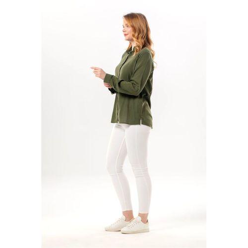 Uzun Kol Vual Avşar Yazlık Gömlek Haki Hk