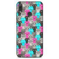 Lopard Huawei Y9 2019 Uyumlu Kılıf Kediler (7) Telefon Kılıfı Pembe Mavi Gri