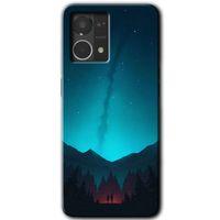 MRCİLETİSİM Oppo Reno 7 4G Kılıf HD Desen Baskılı Arka Kapak+Temperli Cam - Night Fores Mount