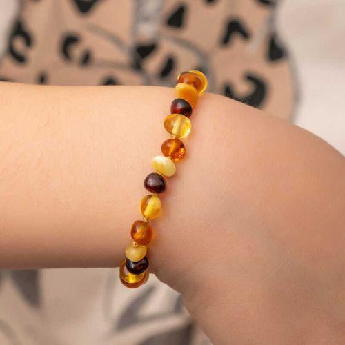 Lucky Life 925 Ayar Gumuss Bebek Damla Kehribar Bileklik