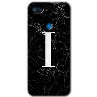 MRCİLETİSİM Xiaomi Mi 8 Lite Kılıf HD Desen Baskılı Arka Kapak+Temperli Cam - Siyah Mermer Desenli I Harfi