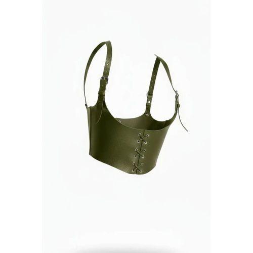 Omuzdan Askılı Haki Korse Kadın Kemer, Haki Kadın Deri Kemer - APFT1428