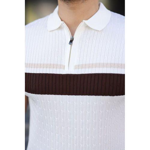 Erkek Örgü Desenli Renkli Kısa Kollu Triko Tişört