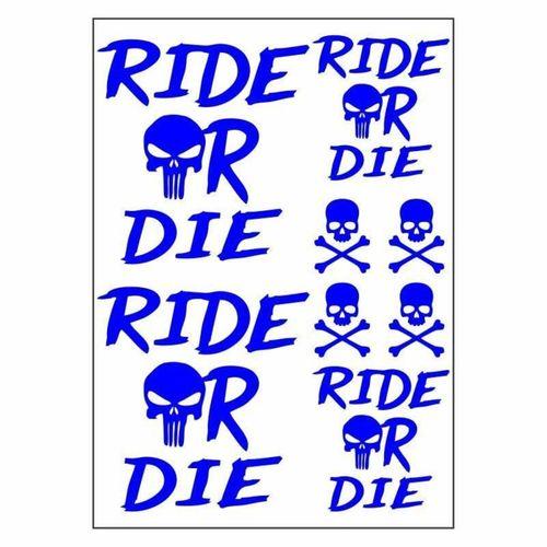 SEVGENT A4 Sticker 125 Tek Paket Çoklu Ride Or Die Mavi