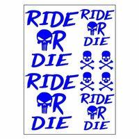 SEVGENT A4 Sticker 125 Tek Paket Çoklu Ride Or Die Mavi