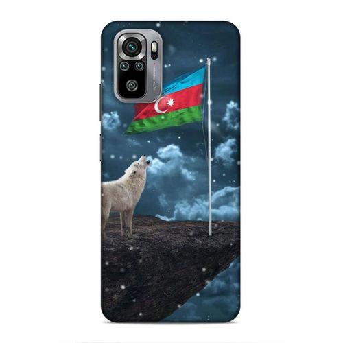 Xiaomi Redmi Note 10S Uyumlu Kılıf Azarbaijan (25) Antişok Kapak Kurt Bayrak
