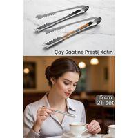 2 'li Paslanmaz Çelik Şeker Maşası - Profesyonel Sunum ve Servis Maşası Seti - 15 cm