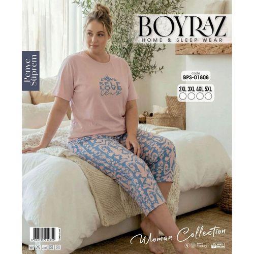 Boyraz Bps-01808 Kadın Battal Kısa Kol Kapri Takım