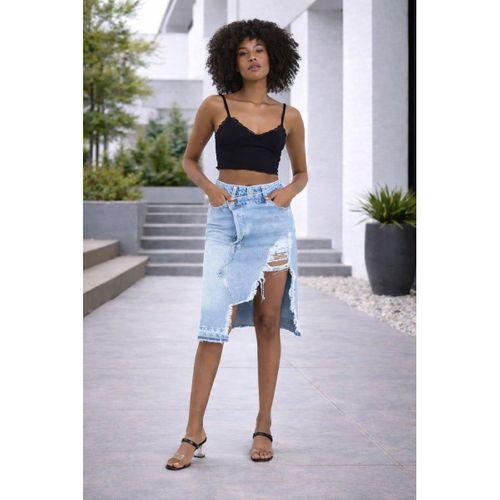 ALEXANDERGARDİ ÖZEL KOLEKSİYON YIRTIK DETAYLI DENİM ETEK (46-200)