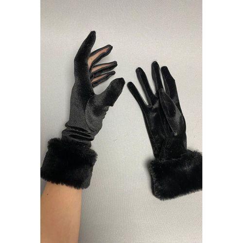 İpek Kadife Kürklü Eldiven