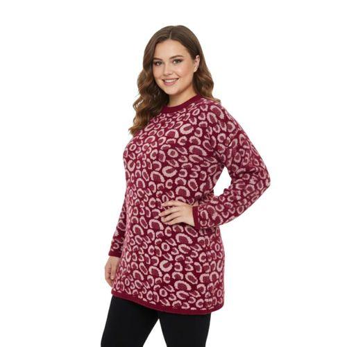 Kadın Leopar Desen Oversize Kazak 140116 BGL-ST04081