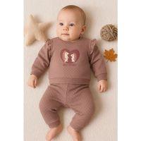 Kirpi Nakışlı % 100 Pamuk 2'li Kız Bebek Takım