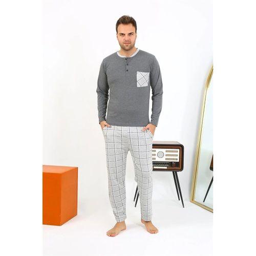 Erkek Uzun Kol Penye Antrasit Pijama Takımı