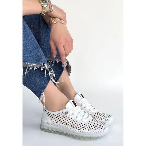 Otja Beyaz Deri Lazerli Bağcıklı Spor Ayakkabı