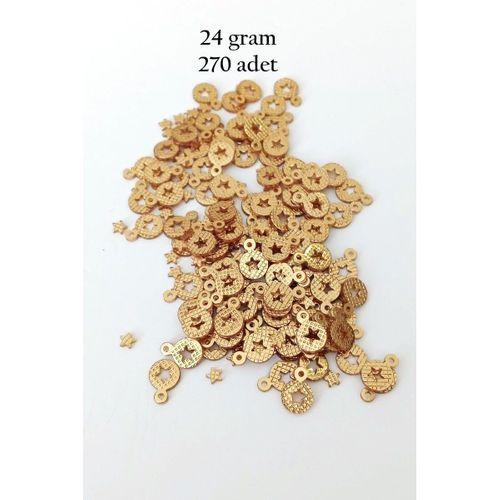 Oya Abiye Bileklik Kolye Pleksi Metalik Plastik Pul Altın Renk 24 gram 270 adet - BNC537