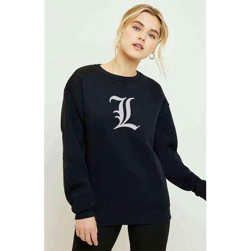 L Deadnote Baskılı Siyah Kadın Sweatshirt