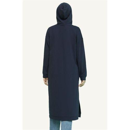 Atlas Kapşonlu Uzun Sade Basic Sweatshirt - 03007.015 - Lacivert