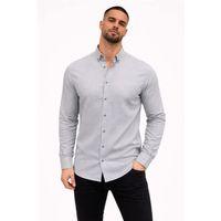 Erkek KETEN Kumaş Oversize Uzun Kollu Rahat Kalıp Gömlek - Boyalı Gri