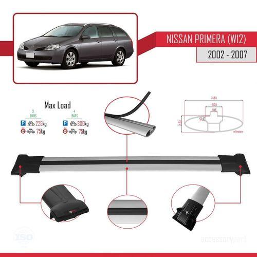 Nissan Primera (W12) 2002-2007 Arası ile Uyumlu FLY Model Ara Atkı Tavan Barı GRİ 3 ADET BAR