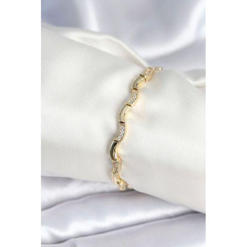 Pirinç Gold Renk Dalgalı Model Kadın Bileklik