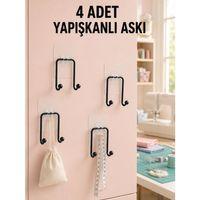 4 Adet Çok Amaçlı Yapışkanlı Askılık Ev Düzenleyici Duvar Askı Seti