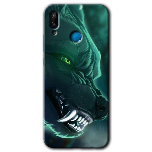 Potkal Hediye Fabrikası Huawei P20 Lite HD Baskılı Kılıf + 9D Tam Ekran Koruyucu - Yeşil Kurt