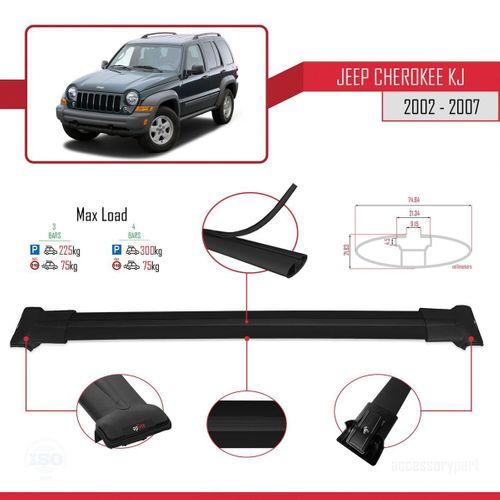 Jeep Cherokee (KJ) 2002-2007 Arası ile Uyumlu FLY Model Ara Atkı Tavan Barı SİYAH 3 ADET BAR