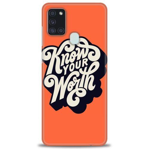 Samsung Galaxy A21S Kılıf HD Baskılı Kılıf - Know Your Worth + Tam Ekran Koruyucu