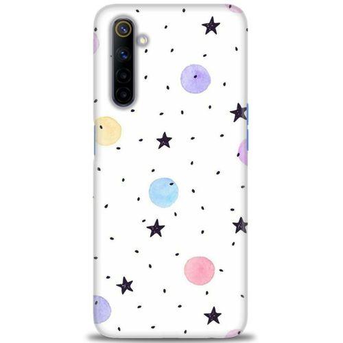Realme 6 Kılıf HD Baskılı Kılıf - Yıldız ve Daireler + Tam Ekran Koruyucu