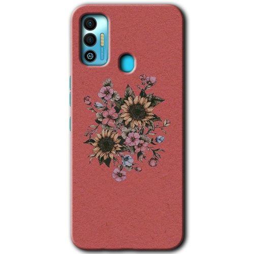 Potkal Hediye Fabrikası Tecno Spark 7T Kılıf HD Desen Baskılı Arka Kapak - Retro Çiçek