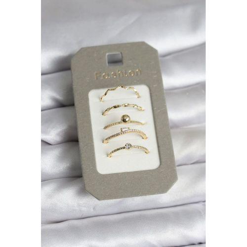 Pirinç Gold Renk 5'li Yüzük Seti