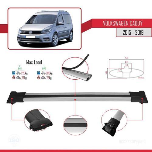 Volkswagen Caddy 2015-2019 Arası ile uyumlu FLY Model Ara Atkı Tavan Barı GRİ 4 ADET BAR