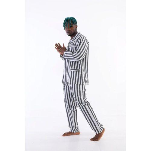 4007 Uzun Kol Çizgili Gaffur Erkek  Pijama Takım