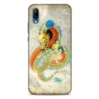 Huawei P20 Lite Kılıf Dragons (21) Koruyucu Kapak Ejderha Dövme Sarı