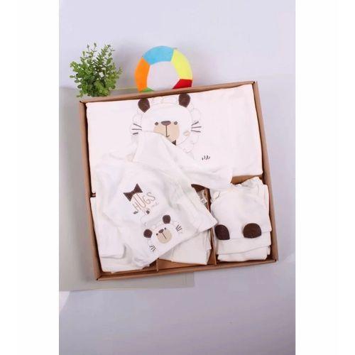 Ayıcık Desenli 10 Parça Kutulu %100 Pamuk Erkek Bebek Hastane Çıkışı