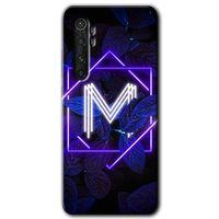 Xiaomi Mi Note 10 Lite Kılıf HD Desen Baskılı Arka Kapak - Dark Neon Yaprak M Harfi + Kırılmaz Cam
