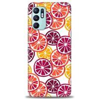Oppo Reno 6 Kılıf HD Baskılı Kılıf - Bordo Limon Dilimleri + Tam Ekran Koruyucu